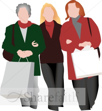 Women Shopping   Church People Clipart