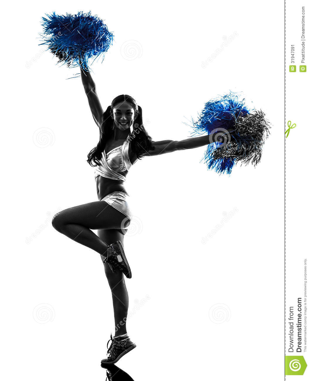 Young Woman Cheerleader Cheerleading Silhouette Stock Image   Image    