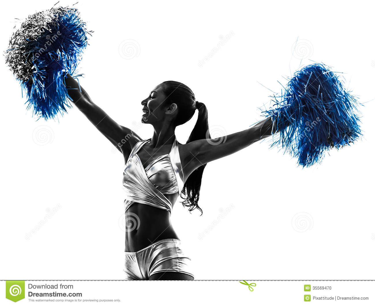 Young Woman Cheerleader Cheerleading Silhouette Stock Photo   Image