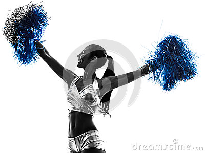 Young Woman Cheerleader Cheerleading Silhouette Stock Photo   Image    