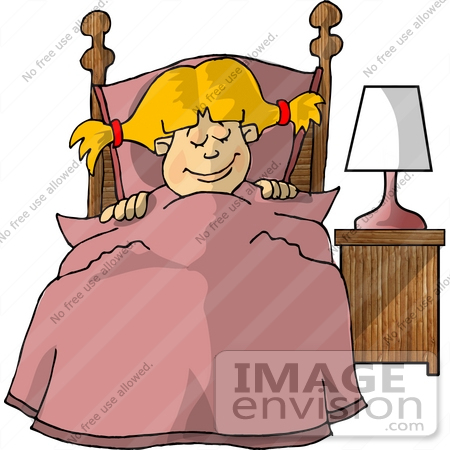 18852 Little Blond Girl Sound Asleep Tucked Into Bed Clipart By Djart