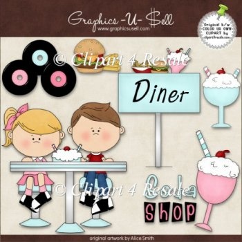 50s Diner 1 Clipart Graphic Collection   Sock Hop   Pinterest