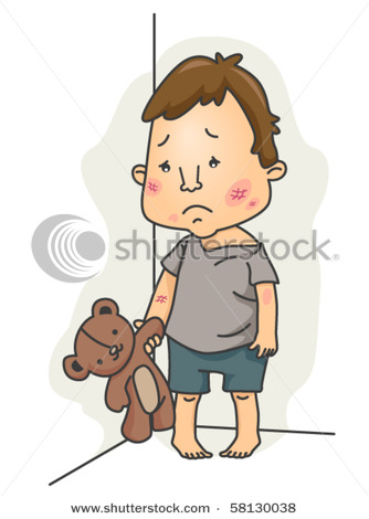 Abuse Child A Little Boy With A Teddy Bear With A Very Sad Face As He