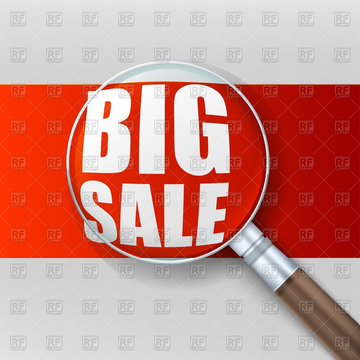 Big Sale   Magnifying Glass Over Advertising Banner Download Royalty