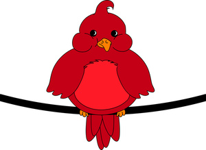 Bird Clipart Image   Red Robin Sitting On A Telephone Wire   Clipart