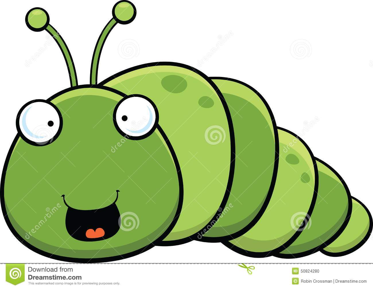 Cartoon Illustration Of An Inch Worm With A Happy Expression