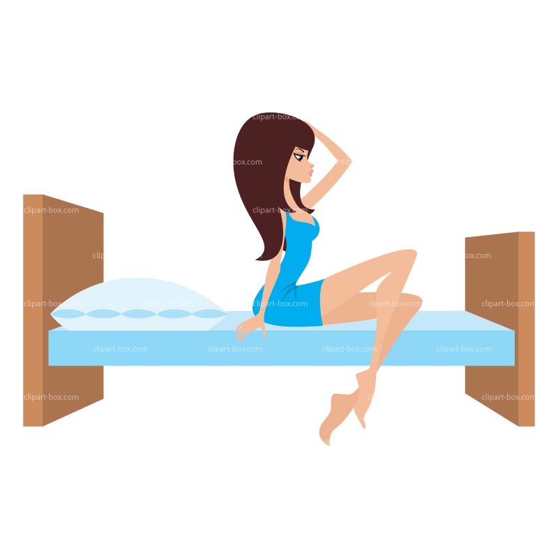 Clipart Girl On Her Bed   Royalty Free Vector Design