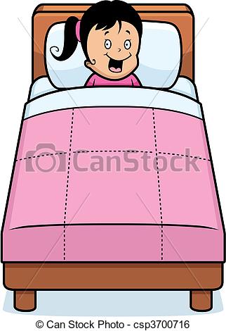Happy Cartoon Girl Ready For Bed Csp3700716   Search Clipart