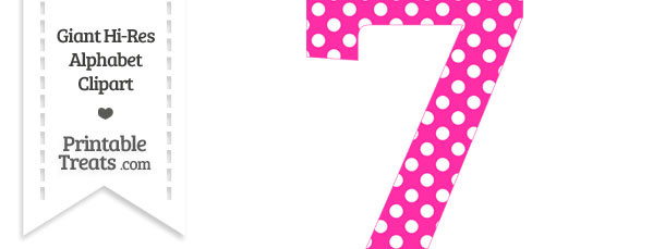 Hot Pink Polka Dot Number 7 Clipart