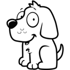 Small Puppy Smiling  Black And White Line Art