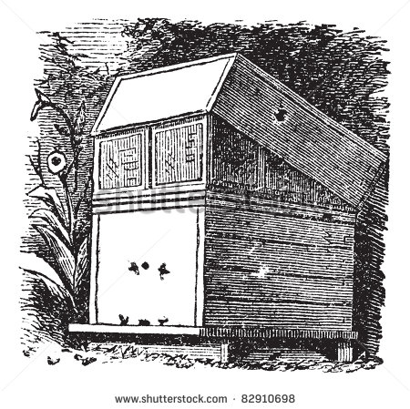 Beehive Or Beehives Vintage Engraving  Old Engraved Illustration Of