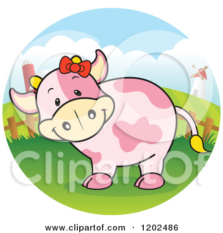 Big Eyed Dairy Cow Holding A Thumb Up   Royalty Free Vector Clipart    