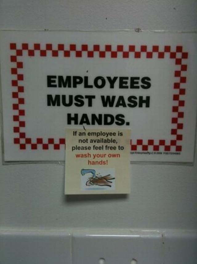 Bizarre Signs Employees Must Wash Hands