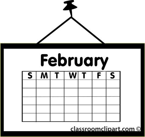 Calendar   Calendar February Outline   Classroom Clipart