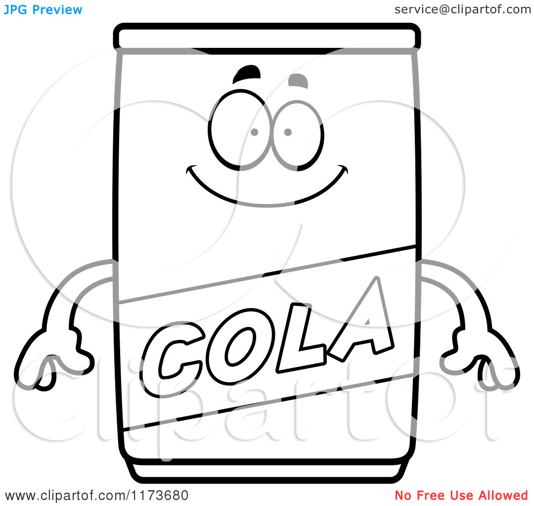 Cartoon Clipart Of A Happy Cola Mascot   Vector Outlined Coloring Page