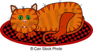 Cat On Rug   Illustration Of A Cat Lying On A Rug On A