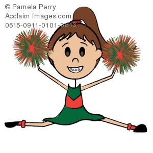 Clip Art Illustration Of A Stick Girl Cheerleader   Acclaim Stock