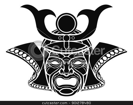 Fearsome Samurai Mask Stock Vector Clipart An Illustration Of A