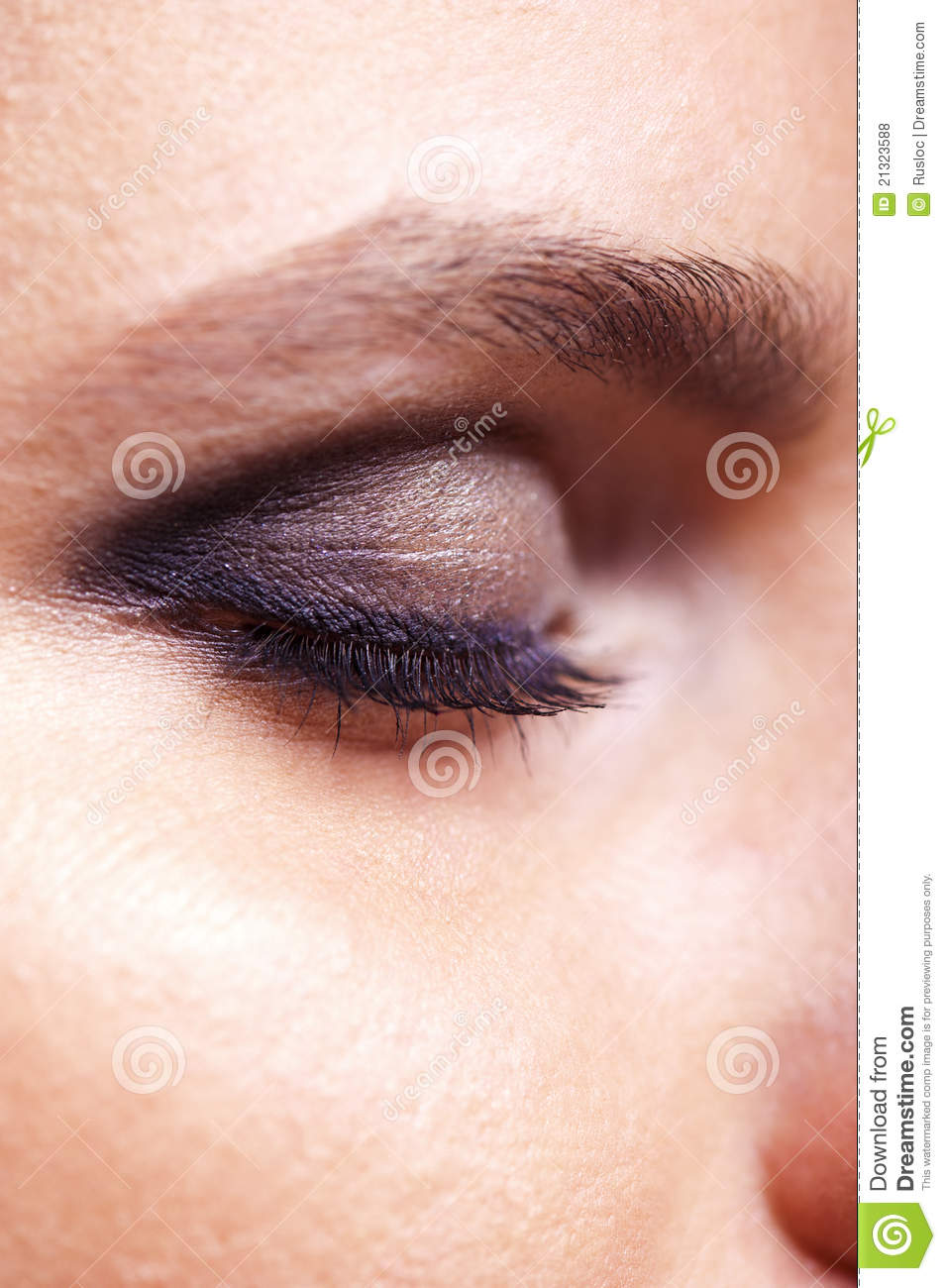 Girl S Closed Eye With Smoky Eye Makeup