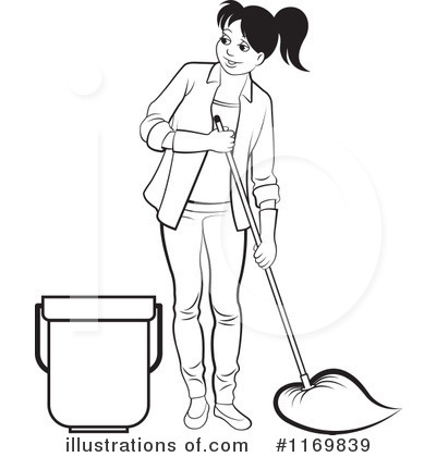 Mop Coloring Page Royalty Free  Rf  Mopping