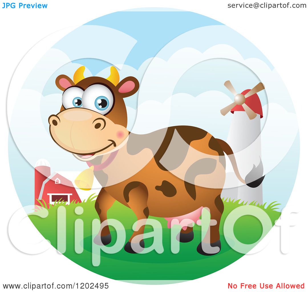Of A Big Eyed Brown Cow In A Barnyard   Royalty Free Vector Clipart    