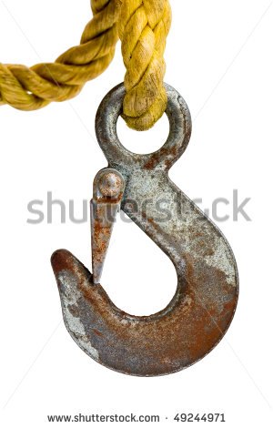 Old Hook And Towing Rope On A White Background Stock Photo Clipart