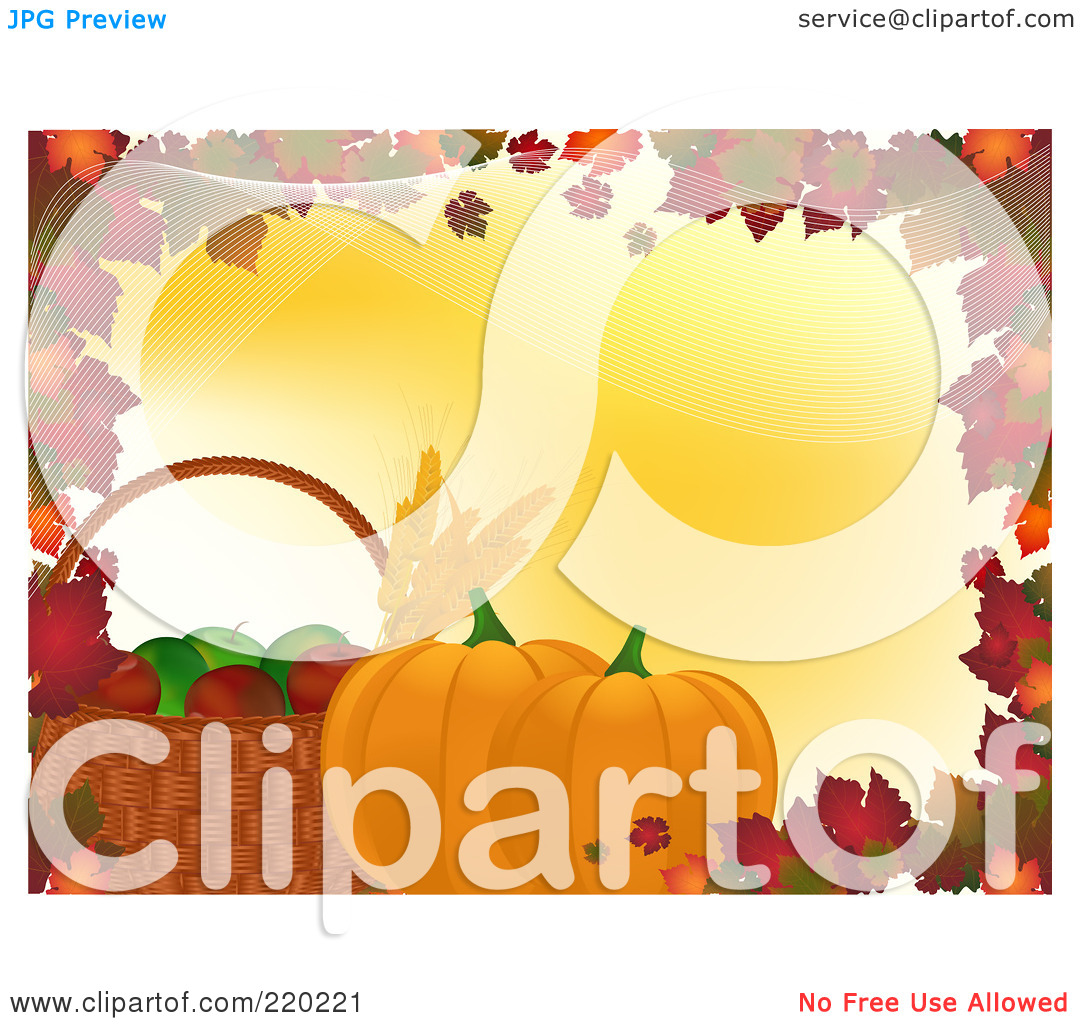 Rf  Clipart Illustration Of A Border Of Autumn Leaves With A Basket