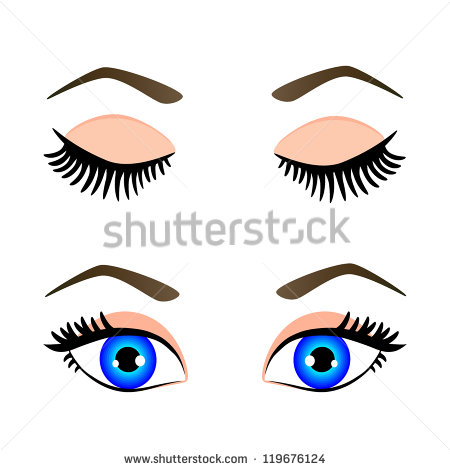 Silhouette Of Blue Eyes And Eyebrow Open And Closed Vector