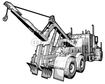 Sketchy Schematic Illustration Of A Tow Truck  Stock Photo And
