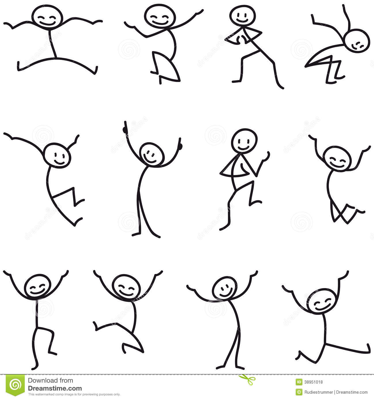 Stick Man Stick Figure Happy Jumping Celebrating Stock Vector   Image