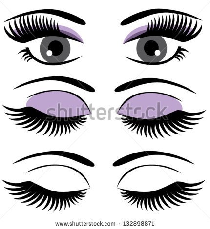 Vector Eyes With Long Lashes And Make Up   Stock Vector