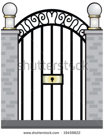 Vector Iron Gate With Brick Columns Concept Security Or Privacy