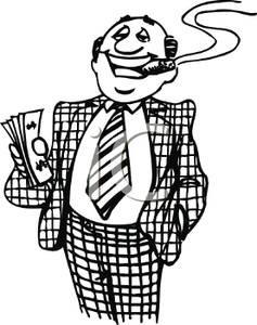     And White Car Salesman Holding Money   Royalty Free Clipart Picture