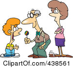 Art Illustration Of A Cartoon Grandfather Giving Candy To His Grandson