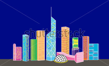       Buildings   Landmarks   Cartoon Hong Kong Night View Of Skyline
