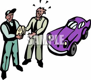 Car Salesman Making A Deal With A Buyer   Royalty Free Clipart    