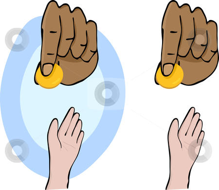 Charity And Giving Stock Vector Clipart Hands And Giving A Gold Coin