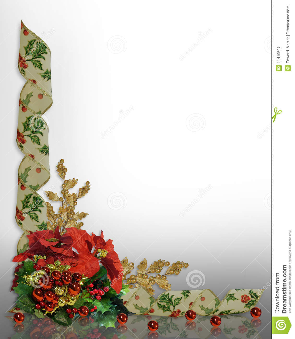 Christmas Border Holly Ribbons Elegant Royalty Free Stock Photography