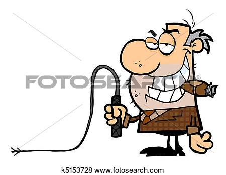 Clip Art Of Big Boss With A Whip In His Hand K5153728   Search Clipart    