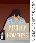 Clipart Illustration Of A Poor Man Sitting With A Please Help Homeless