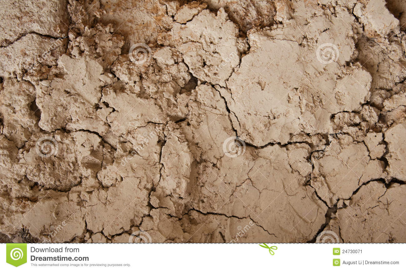 Close Up Shot Of An Adobe Mud Wall With Lots Of Cracks