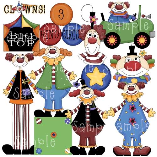 Details About Circus Clipart Set Circus Clown Town Characters Car Tent
