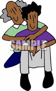 Ethnic Grandpa Embracing His Grandson   Royalty Free Clipart Picture