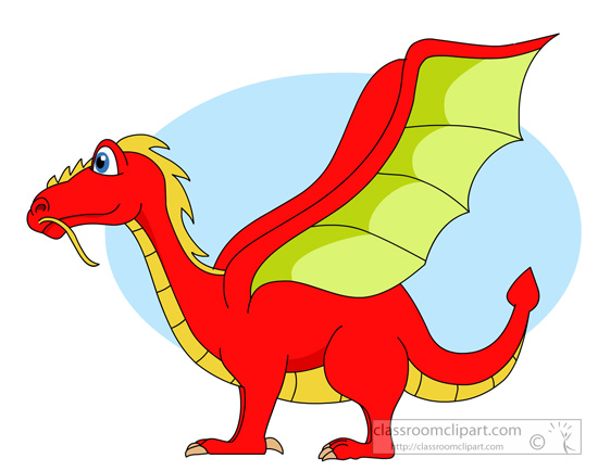 Fantasy   Red Dragons With Wings 02   Classroom Clipart