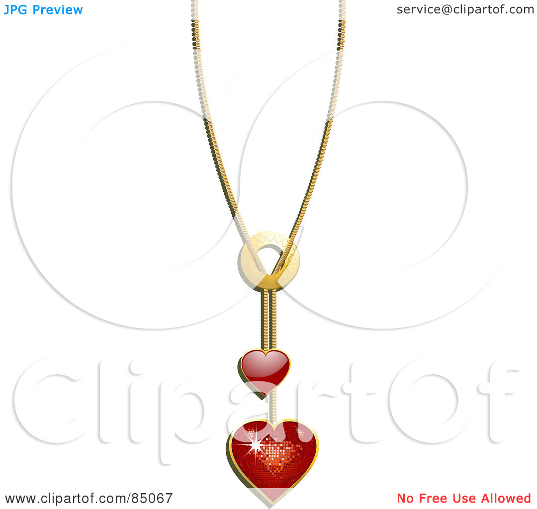 Free  Rf  Clipart Illustration Of A Chain With Red Heart Pendants