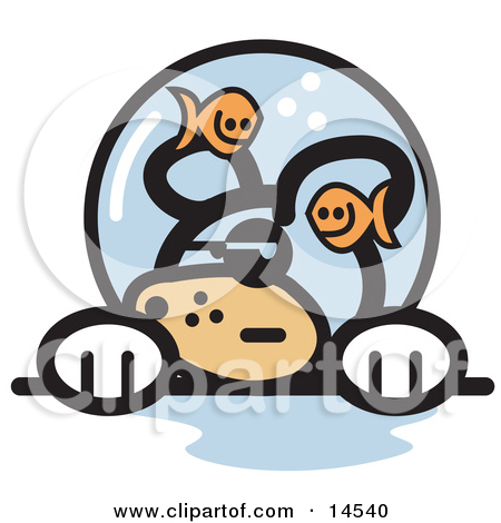 Fun Of Him In A Fishbowl Stuck On His Head Clipart Illustrationjpg