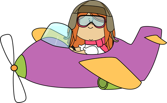 Girl Flying An Airplane Clip Art Image   Girl With Long Hair Wearing