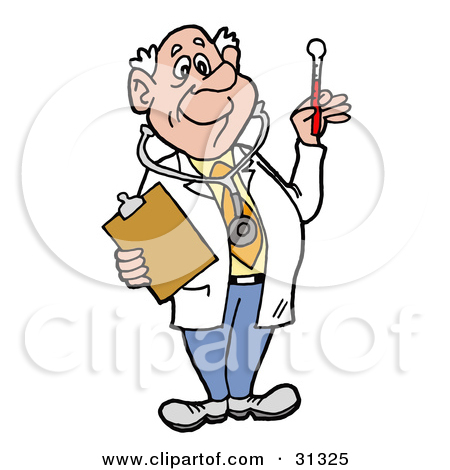 Head Lamp Stethoscope And Lab Coat Holding His Arms Out By David Rey