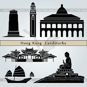 Hong Kong Landmarks And Monuments   Vector Clipart