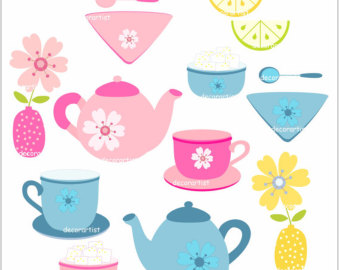 Instant Download Digital Clip Art Tea Party Tea Set Tea Clip Art